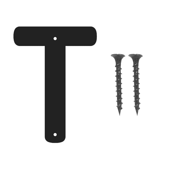 Black Metal House Letter T, Modern Address Sign, for Home Numbering, Mailbox Marking, Outdoor Use and Exterior Display, by Cosmug