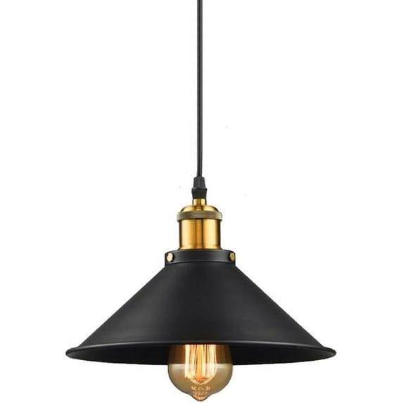 Black Metal Iron Pendant Lighting for Kitchen Island, Vintage Industrial Style Pendant Light Fixture for Over Table Bar, Retro American Rustic Farmhouse Pendant Lamp for Dining Room Sink Shop