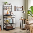 thumbnail image 1 of Black Metal Kitchen Baker's Rack with Storage Shelves, Wine Holders, S-Hooks, Adjustable, 1 of 7