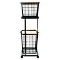 thumbnail image 1 of Black Metal Laundry Basket with 4 Wheels 2-Tier Laundry Basket Rectangular Iron for Bedroom, Balcony, Dining Room, Hotel, 1 of 17