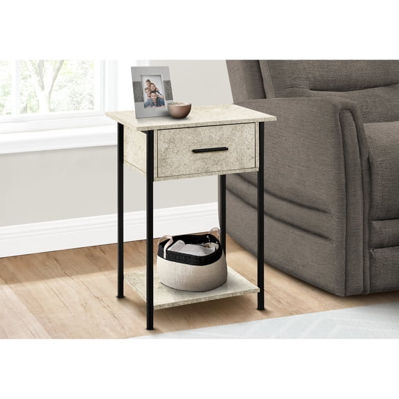 Black Metal Legged Accent Table / Suitable for Bedroom or Living Room