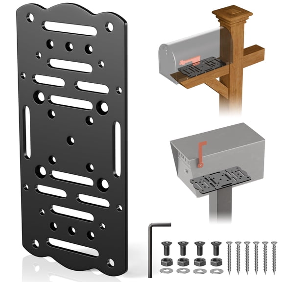 Black Metal Mailbox Mounting Bracket for Wood or Hollow Posts