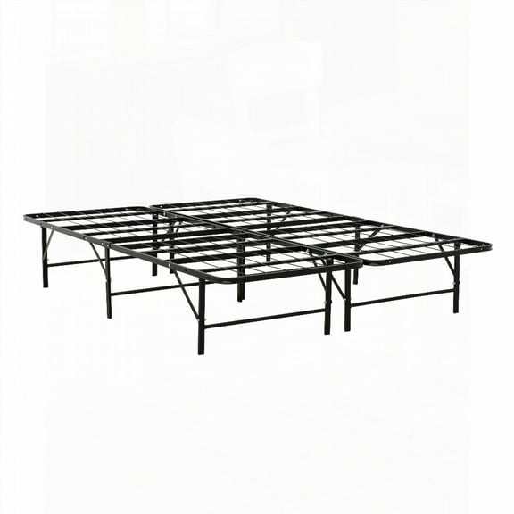 Black Metal Mattress Foundation for Queen Size Bed with Easy Setup