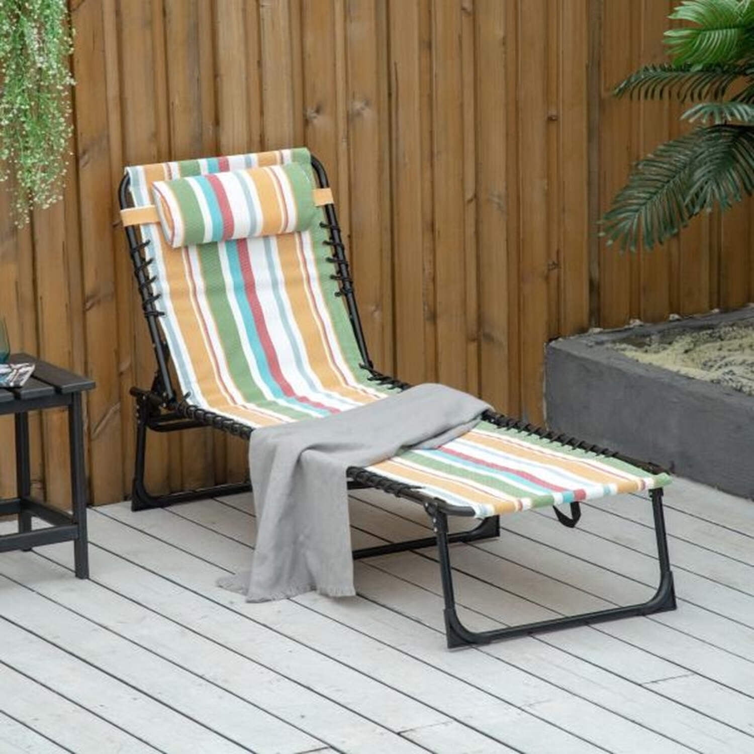 Colorful Steel Armless Outdoor Chaise Lounge with Cushions