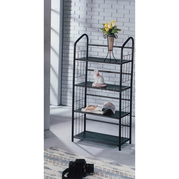 Black Metal Outdoor Patio Plant Stand 5 Tier Shelf Unit (4-TIER SHELVES) Y