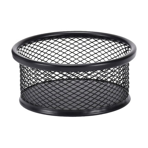 Black Metal Paper Clip Organizer Cylinder Tube Office Desk Storage Container For Push Pins Thumbtacks Stationery Large Capacity Holder 3.35 Inches Height 0.11 Lb Weight