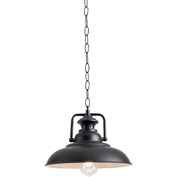 Black Metal Pendant Light Fixture for Kitchen Island, American Industrial Style Pendant Lamp for Dining Room, Vintage Farmhouse Iron Pendant Lighting, Rustic Retro Pendant Light Fixture for Garage