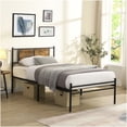 Black Metal Platform Bed Frame with Headboard for Twin Bed, Underbed ...