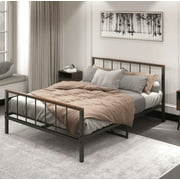 Black Metal Platform Bed frame with Headboard and Footboard,Sturdy Metal Frame,No Box Spring Needed,Queen