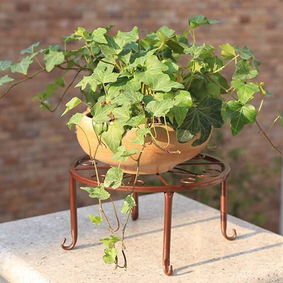 Metal Potted Plant Stand Floor for Indoor and Outdoor Heavy Duty Planter Stands for Multiple Flower Pot Rustproof Iron Garden Container Round Supports Rack for Patio Living Room Bronze