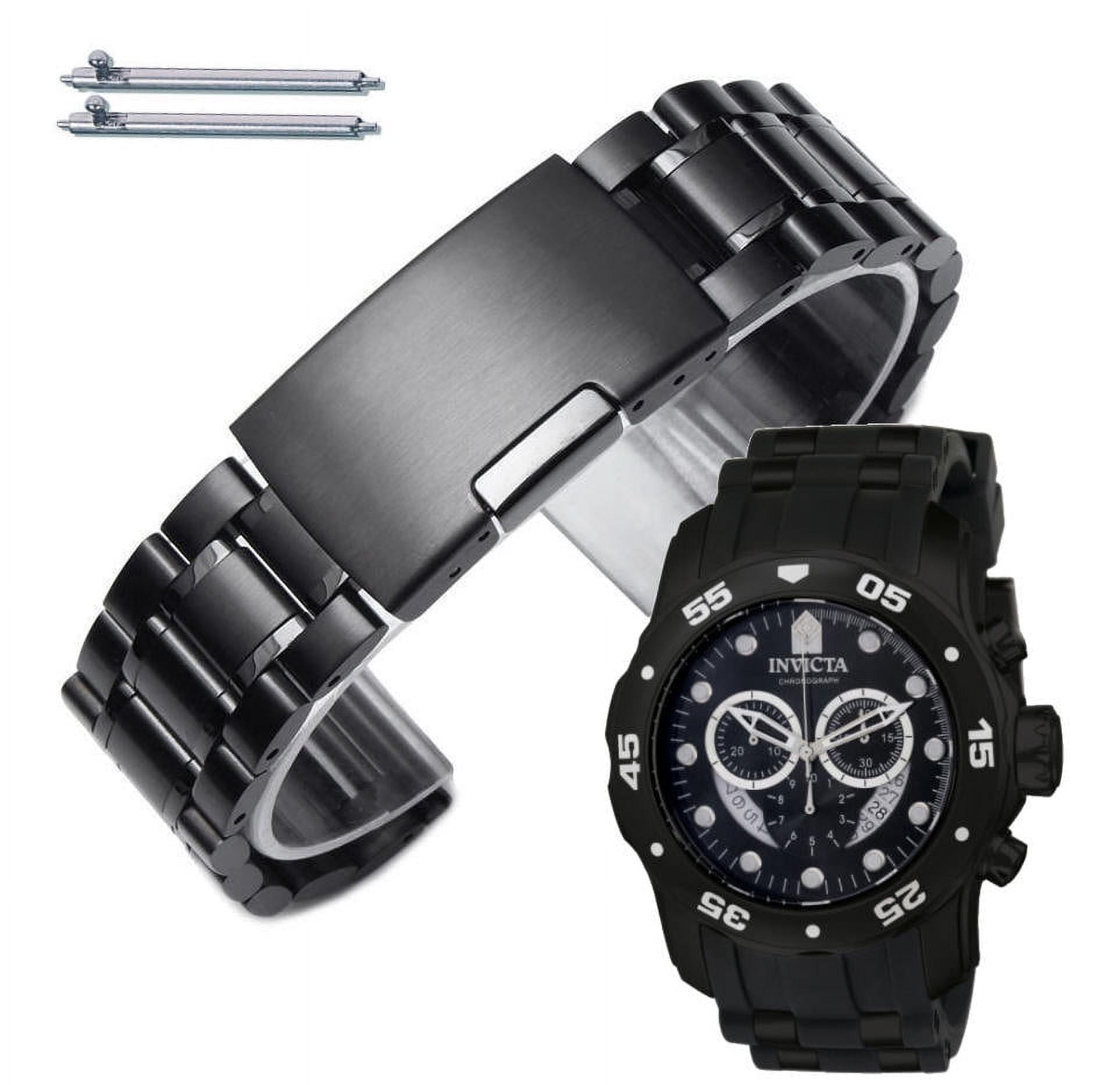 Black Metal Replacement Watch Band Fits Invicta Pro Diver 48mm