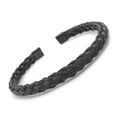 thumbnail image 1 of Black Metal Round Braid Cuff Bracelet Adjustable Mens Womens, 1 of 6