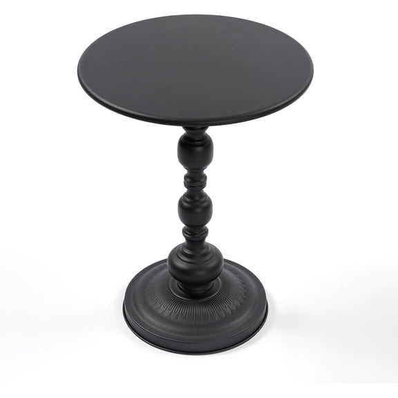 Black Metal Round End Table, Modern Pedestal Corner Drink Table & Accent Side Table
