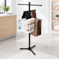 Black Metal Shopping Bag Display Rack, Heavy-Duty Steel Organizer with ...