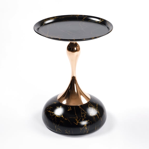 Black Metal Side Table, Tail End Design, Round Table For Courtyards, Art Style Accent Piece Coffee Office, Minimalist With Noise-reducing Feature