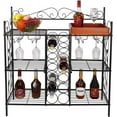 Black Metal Six (6) Shelf Kitchen Bakers Rack Console Table with 12