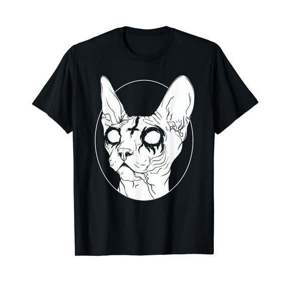 Black Metal Sphynx Cat I Goth and Death Metal Black T-Shirt