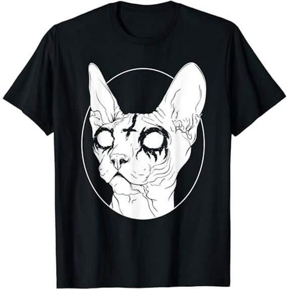 Black Metal Sphynx Cat I Goth and Death Metal T-Shirt