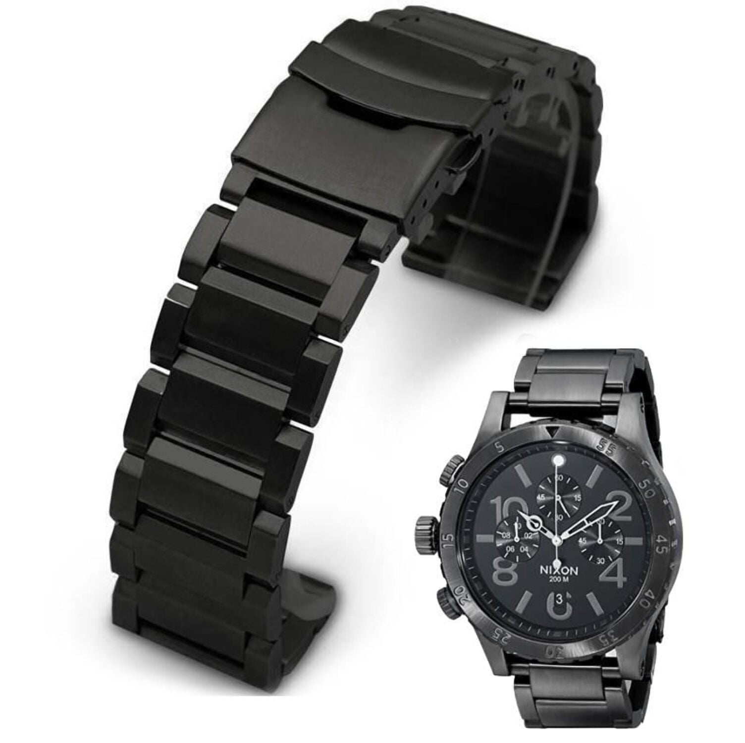 Black Metal Steel Replacement Watch Band for Nixon 48-20