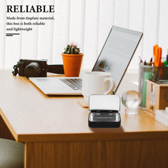 Black Metal Storage Box with Lid Lightweight Rust Resistant Tinplate Container