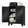 thumbnail image 1 of Black Metal Storage Cabinet, 36" Tall Locking Storage Cabinet with 2 Adjustable Shelves, Steel Locker Organizer, for Office, Home, School, 1 of 8