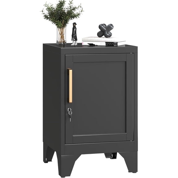 Black Metal Storage Locker with Adjustable Shelf & Removable Legs - 2-Tier Utility Cabinet for Bedroom, Home, Office (Easy Assembly)
