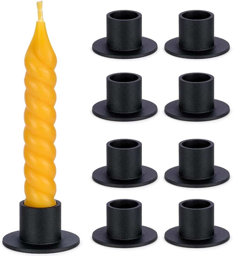 Black Metal Taper Candle Holders Set of 8, Short Iron Candlestick ...