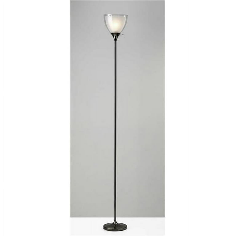 Chalice Mixed Material Torchiere With Black Metal Smoked Glass Chalice Mixed Material Torchiere With Black Metal Smoked Glass