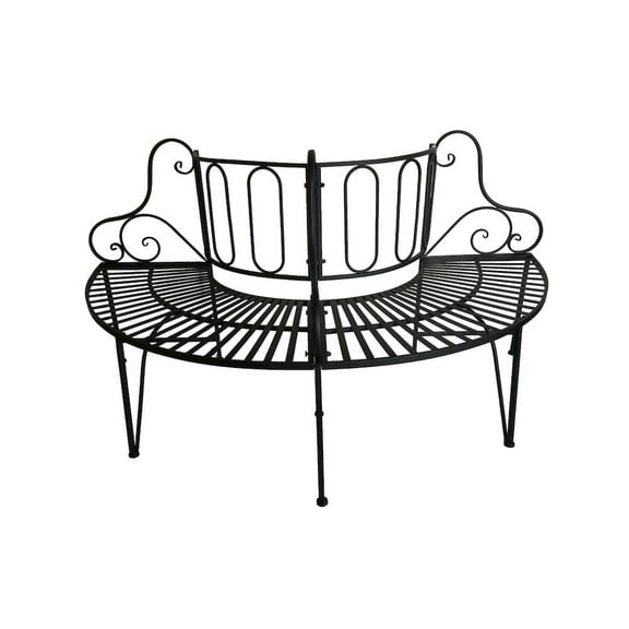 Hi-Line Gift Ltd 78676-BK Black Metal Tree Wrap Garden Bench