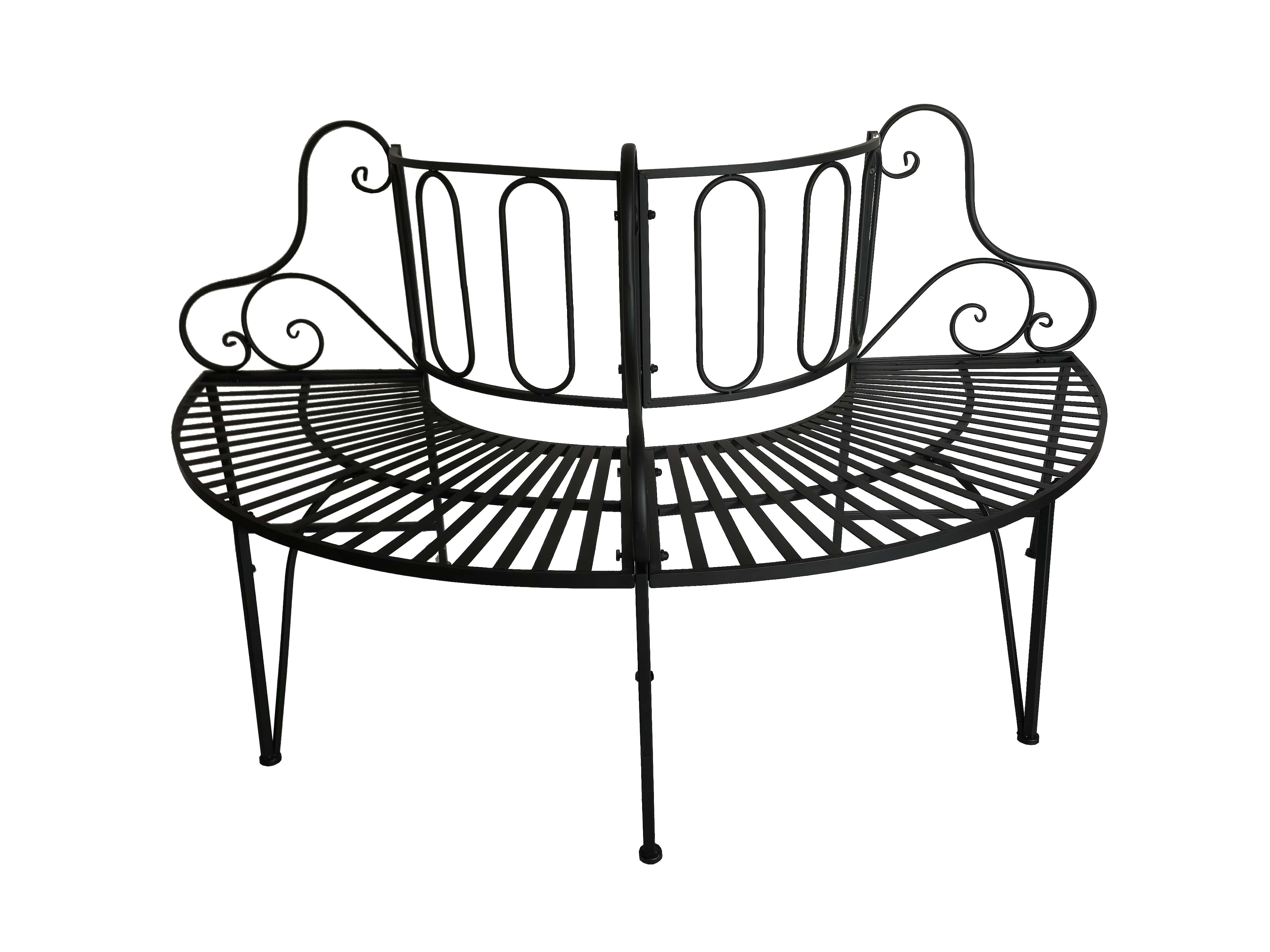 Hi-Line Gift Ltd 78676-BK Black Metal Tree Wrap Garden Bench