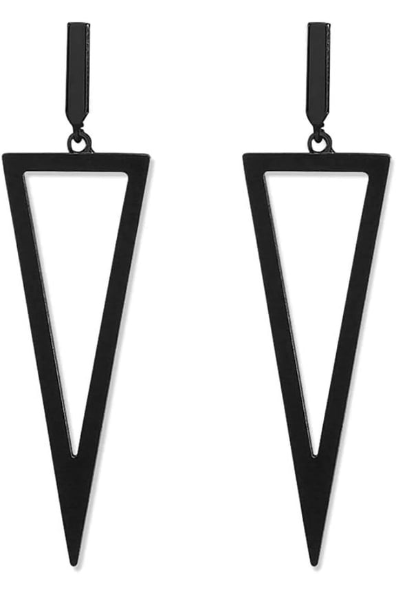 Black Metal Triangle Rectangle Bar Ellipse Circle Waterdrop Dangle Drop Earrings For Women