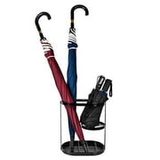 Black Metal Umbrella Stand Rack, Assembled Umbrella Storage Holder, Bucket Shelf Freestanding Entryway Base Drip Tray Long & Short Folding Umbrella For Home Office