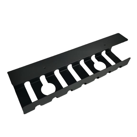 Black Metal Under-Desk Cable Management Rack with Ventilation Slots, 17"x4"x5"