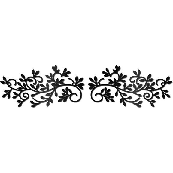 Black Metal Vine Wall Decor Metal Leaf Wall Art Iron Symmetry Silhouette Tree Leave Plant Sculpture Artwork Sign Ornament Decoration for Living Room Office Garden Balcony 7.9 x 3.9 Inch
