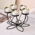 thumbnail image 1 of Black Metal Votive Candelabra with 5 Tray ,Flower-shaped Candlestick,Decorative Candle Centerpiece, Elegant Candle Holders,Centerpiece for Weddings, Parties, Dining Table, 1 of 5