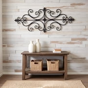 Sintosin Black Metal Wall Art 45"x18", Rustic Wrought Iron Scroll Wall Decor, Large Antique Hanging Accents for Living Room, Bedroom, Entryway Home Decor