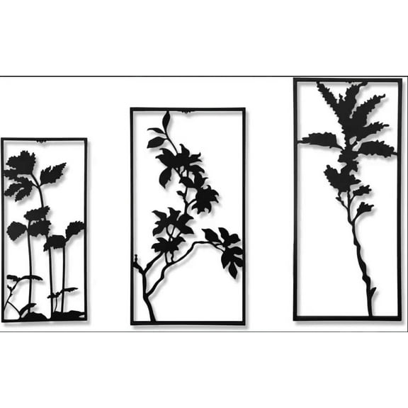 Black Metal Wall Dcor, Leaves Line Dcor Minimalist Metal Wall Art, Abstract Metal Wall Sculptures, Metal Modern Wall Hanging for Living Dinner Room Dcor