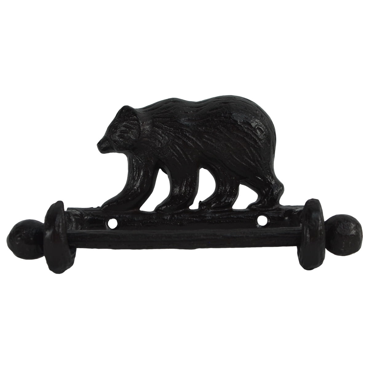 Black Metal Wall Mount Bear Toilet Paper TP Roll Holder Rustic Cabin Bath Decor