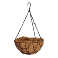 thumbnail image 1 of Black Metal Wire Hanging Basket with Coco Mat Liner, 1 of 2