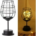 thumbnail image 1 of Black Metal Wire Table Lamp, Iron Basket, Cage Style, Night Light, Retro, Battery Operated, Desk Lamp For Bedroom, 1 of 4