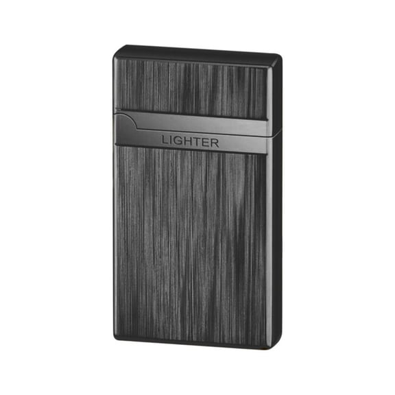 Black Metal Style Windproof Lighter, Refillable Butane Fuel, Classic Design For Outdoor Use, 85G