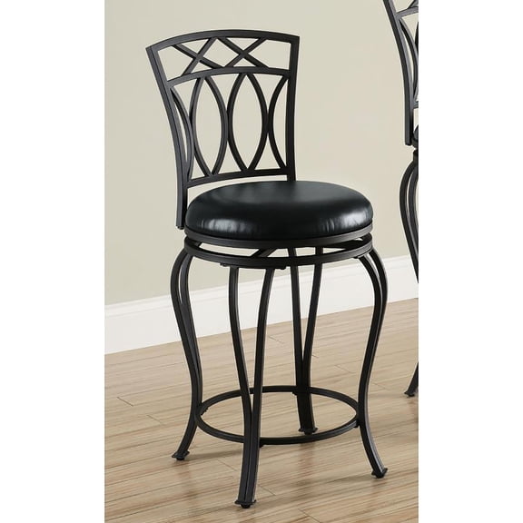 Black Metal and Leatherette Stool / Suits Various Dining Decor