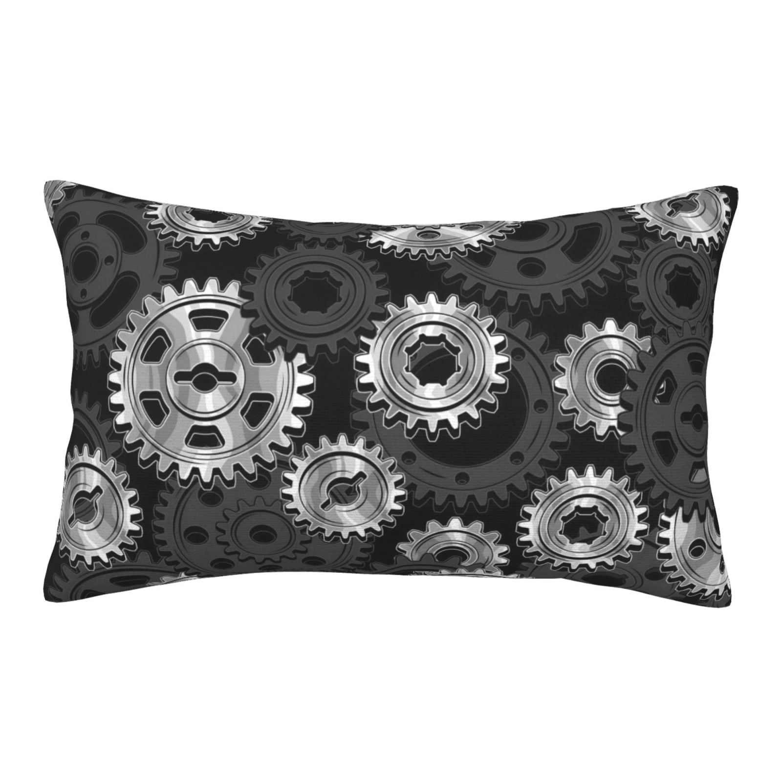 Black Metallic Gear Pattern Toddler Pillowcases 14" x 20" Soft