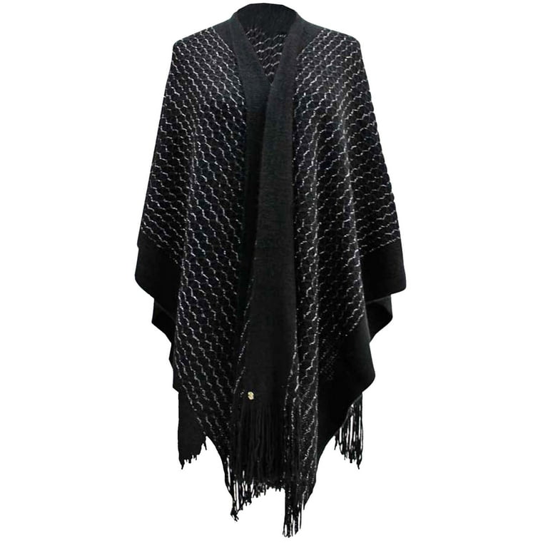Black Metallic Knit Shawl Wrap Walmart