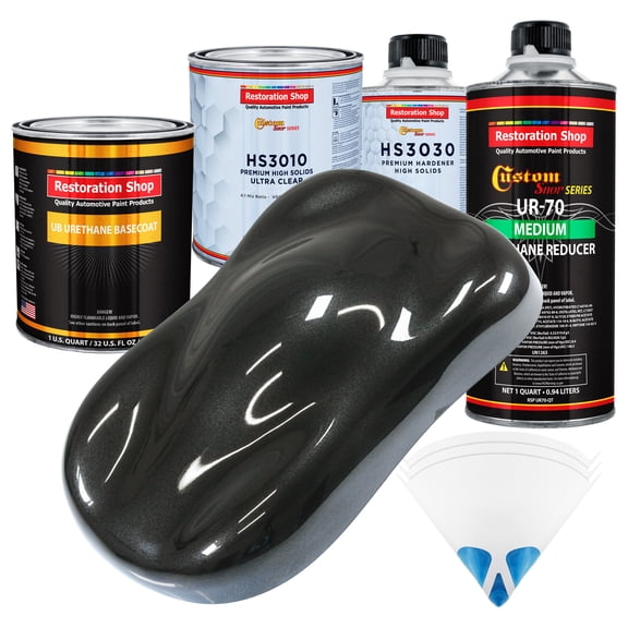 Black Metallic Premium Quart URETHANE BASECOAT CLEARCOAT Car Auto Body Paint Kit