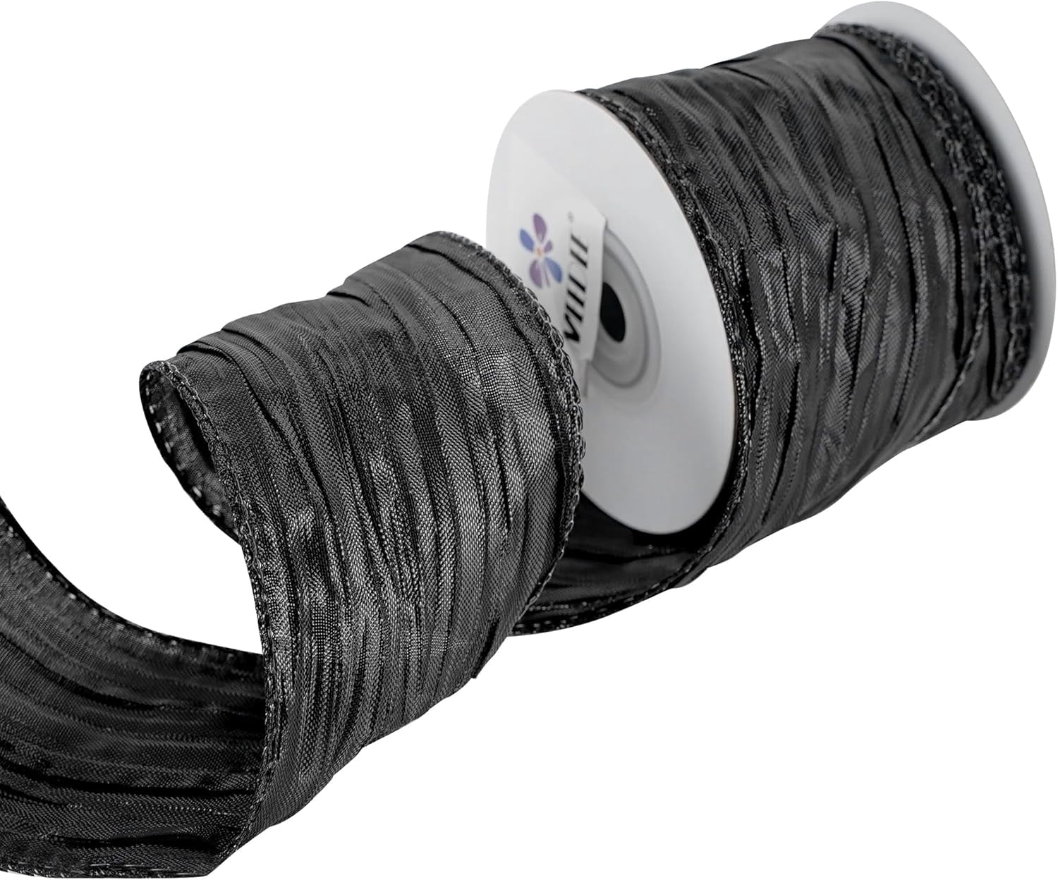 Black Metallic Wired Ribbon 2.5 Inch Metallic Trim Crinkle Wired ...