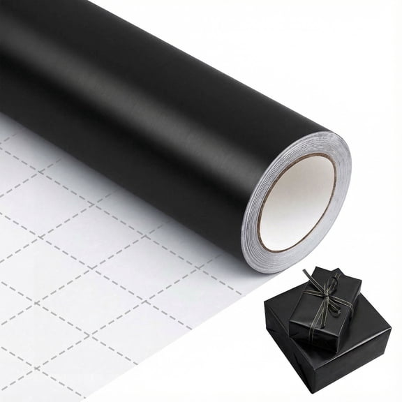 TickJOY Matte Black Wrapping Paper, Solid Color Gift Wrapping Paper Roll Perfect for Wedding, Birthday for Men, Christmas, Baby Shower, Graduation Gifts, Father's Day Gifts (17 Inches X 32.8 Feet)