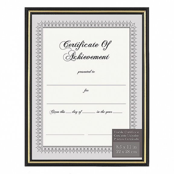 Black Metallic-look Document frame w Gold accent by Gallery Solutions - 8.5x11