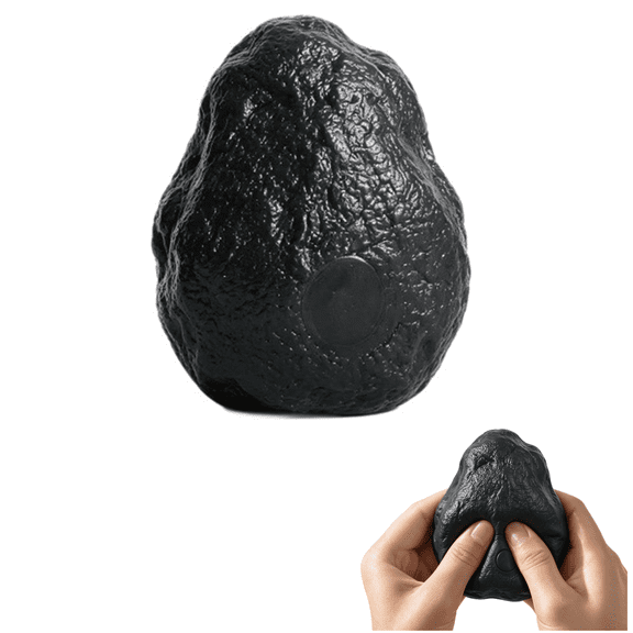 Black Meteorite Squeeze Toy Slow Rebound Stress Relief Fidget Rock for Office Desk Decor, Creative Simulation Stone Texture Relaxation Tool - Black