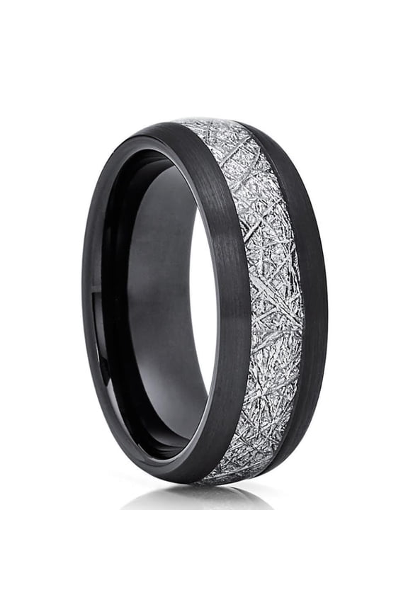 Black Meteorite Tungsten Ring,Tungsten Wedding Ring,8mm Wedding Ring,Engagement Ring,Meteorite Ring,Anniversary
